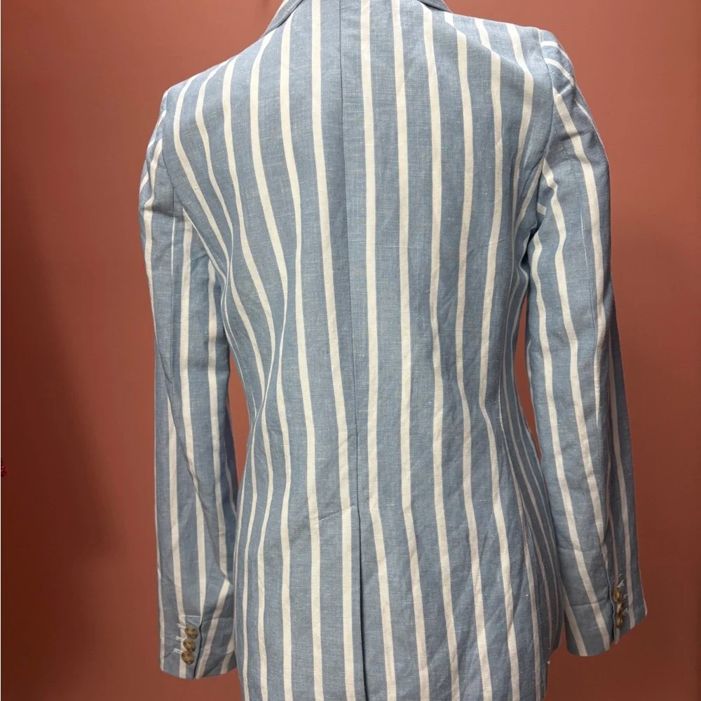 Philosophy Blue & White Striped Linen Blend Blazer – Sz S - Picture 6 of 9